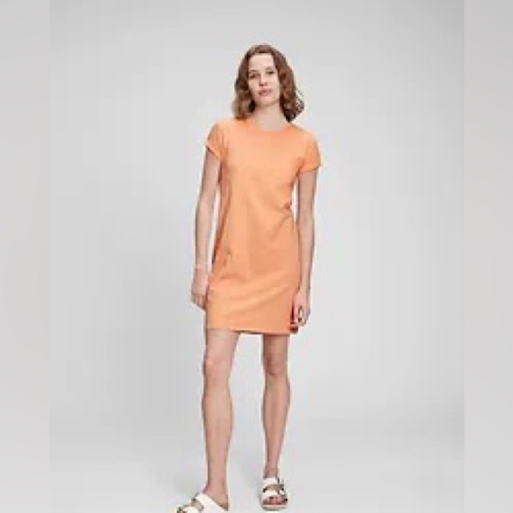 NWT Gap Pocket T-shirt Dress Peach Medium Tall